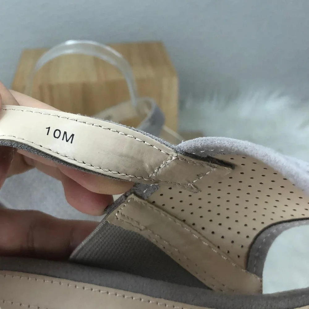 Liz Claiborne Womens Hatcher Wedge‎ Espadrille Sandals Koala Beige Size 10M